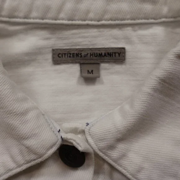 Citizens of Humanity jean jacket women's medium white denim elbow pads - Picture 4 of 10